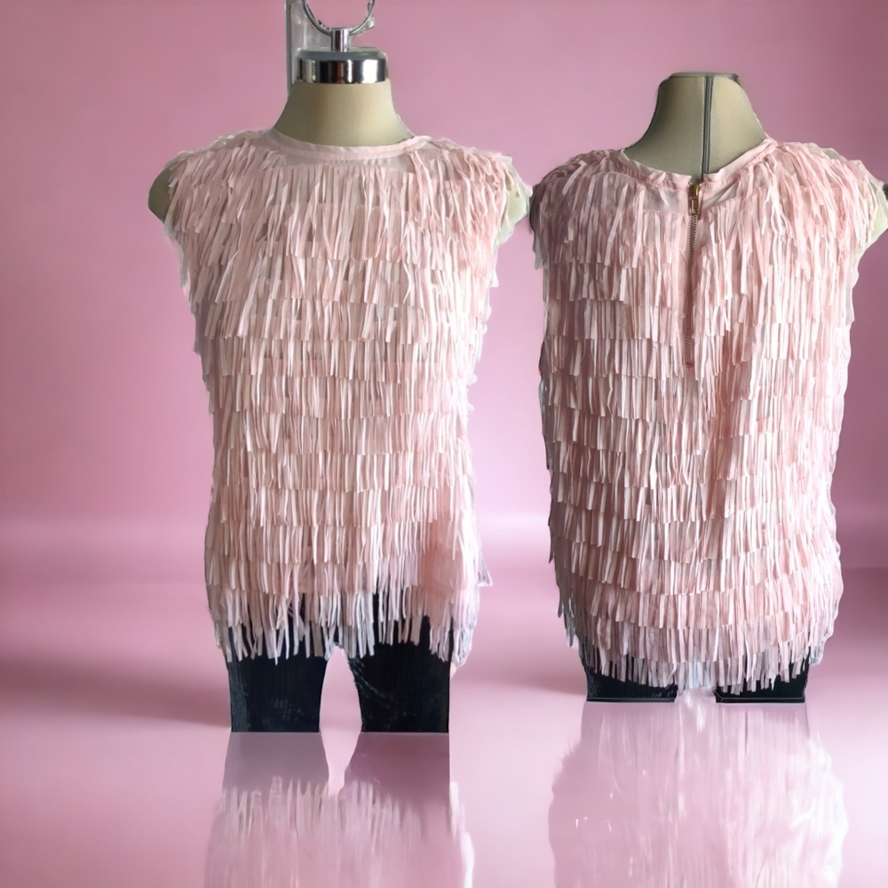 "New* LUNA Pink Clear Gorgeous Sleeveless Formal Blouse Size L